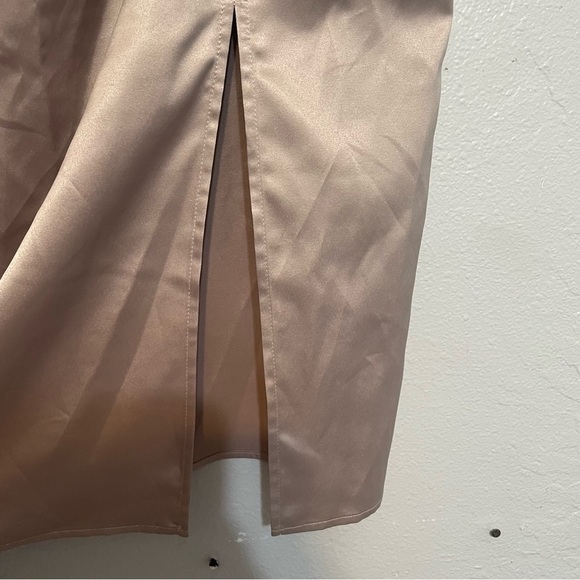 Ro + De Satin Pleated Midi Wrap Skirt Champagne NWT​​​ - Picture 3 of 7